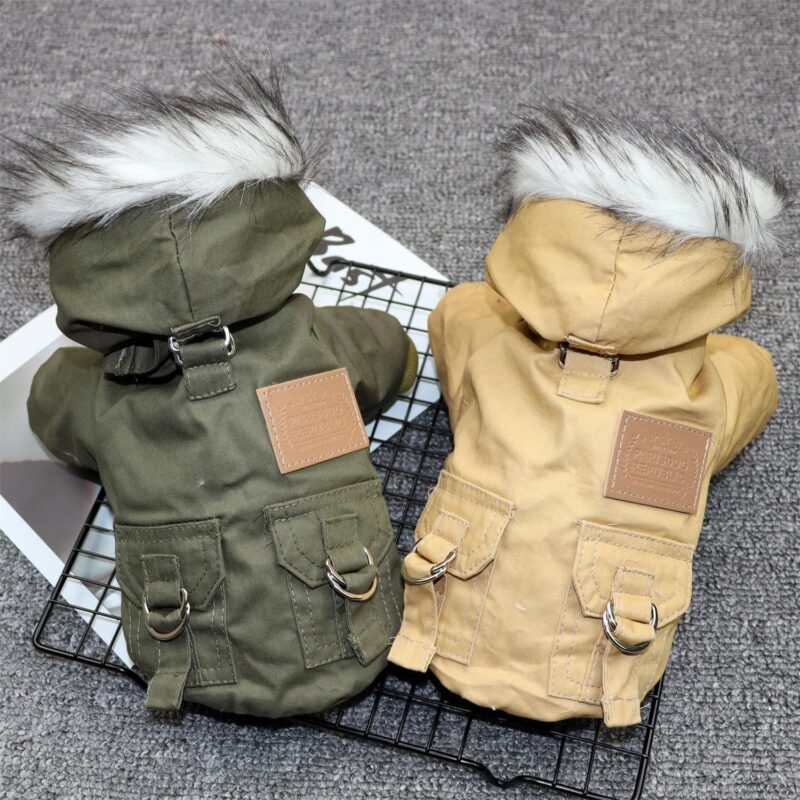 Winter Fur Hooded Dog Parka