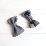Grey Plaid Pet Bow Tie