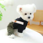 Cute Corduroy Dog Overalls with Leash Ring