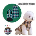 Plaid Dog Winter Coat with Leash Warm Waterproof