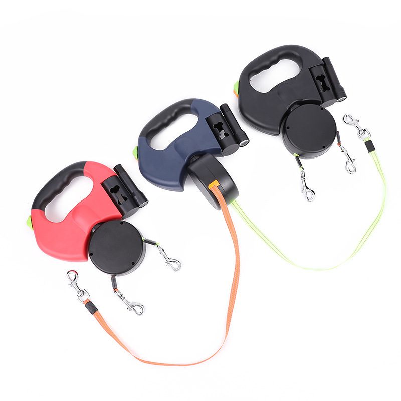 Dual Head Retractable Dog Leash with Poop
