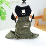 Cute Corduroy Dog Overalls with Leash Ring