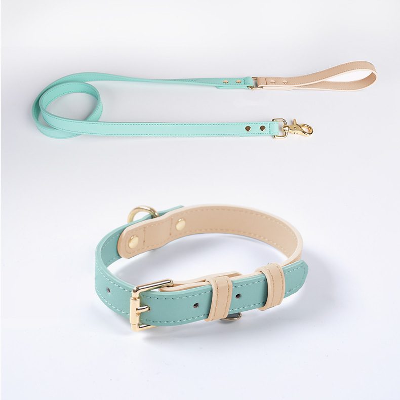 Leather Pet Dog Leash Collar Set Premium Italian Leather