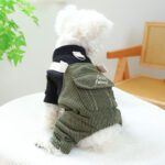 Cute Corduroy Dog Overalls with Leash Ring