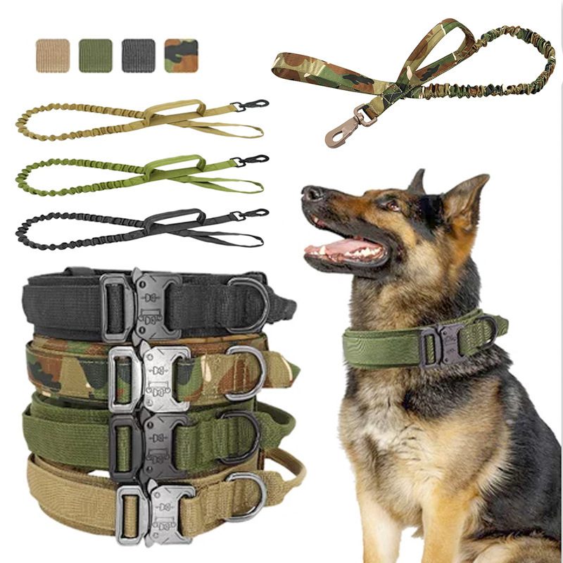 Pet Tactical Dog Collar and Leash Set Military Nylon