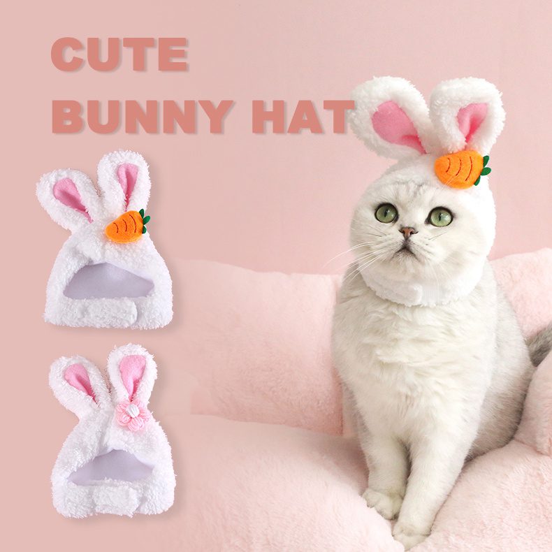 Plush Bunny Ears Pet Hat Cute Easter Costume for Cats